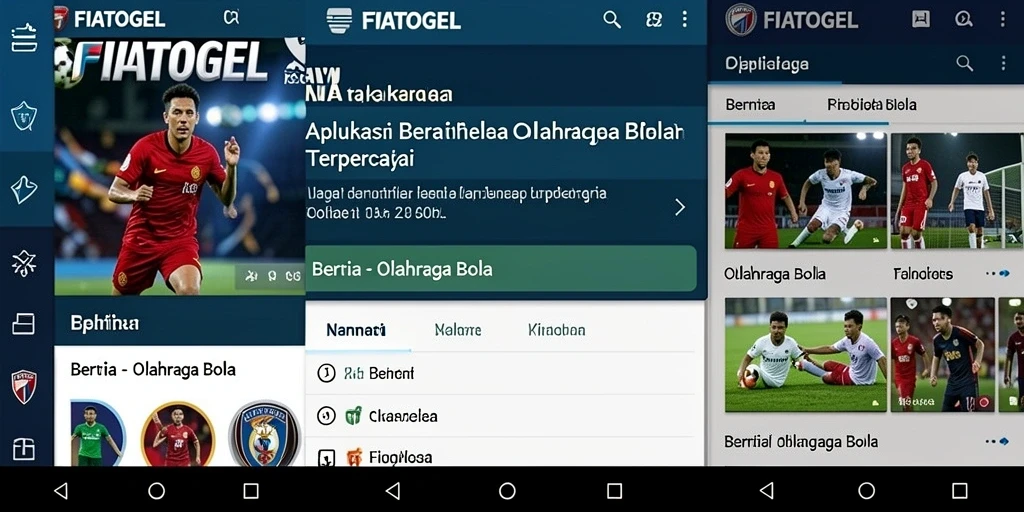 Antarmuka pengguna aplikasi FIATOGEL yang menampilkan berita olahraga bola.