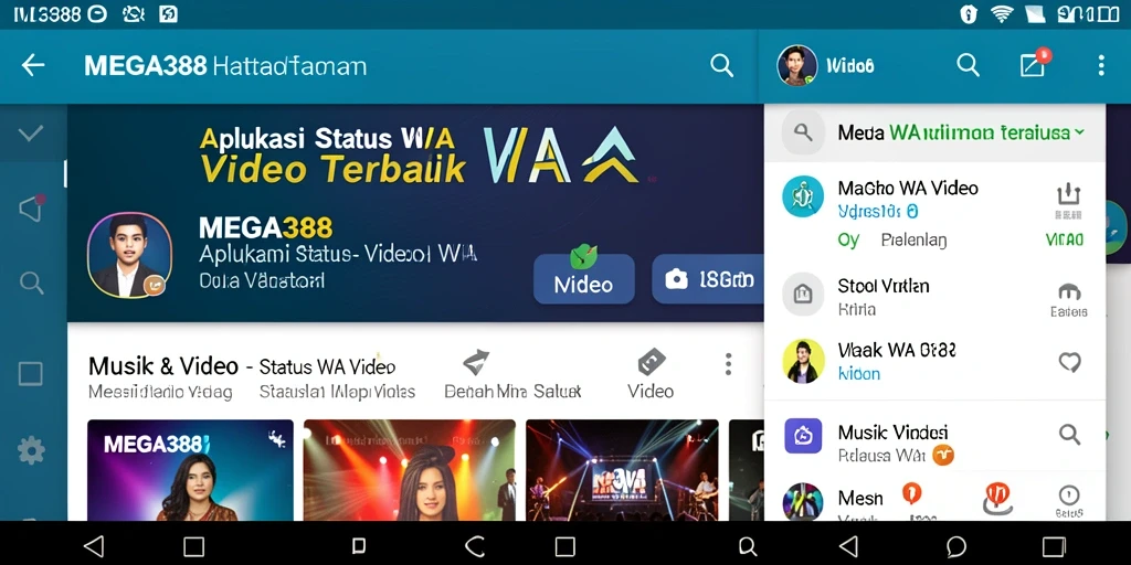 Tampilan antarmuka MEGA388 yang menarik untuk Status WA Video.