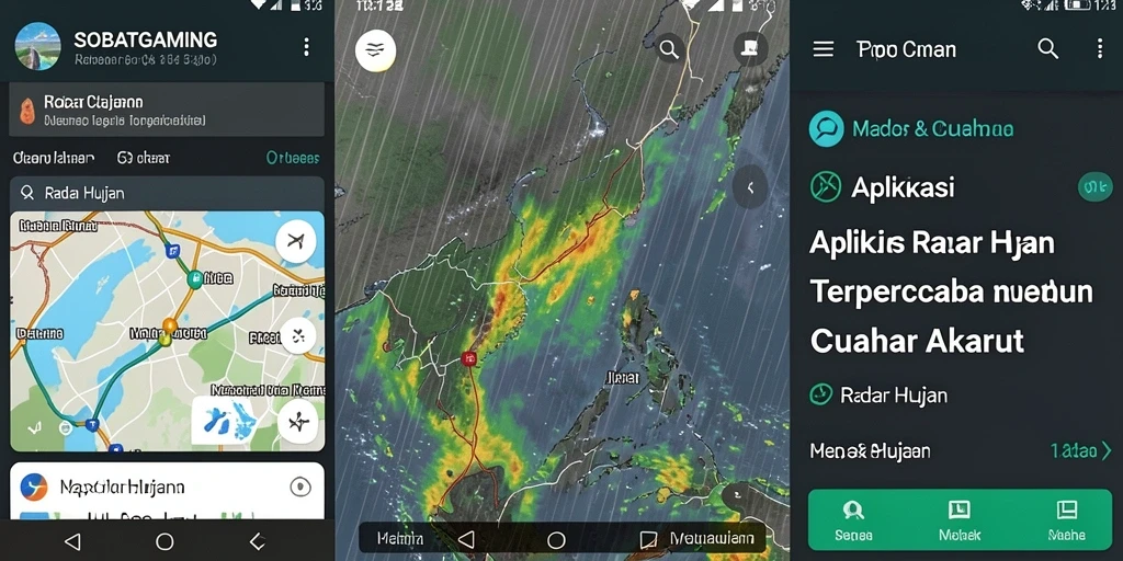 Antarmuka pengguna SOBATGAMING menampilkan peta radar hujan secara interaktif.