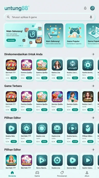 Tampilan katalog aplikasi untung88